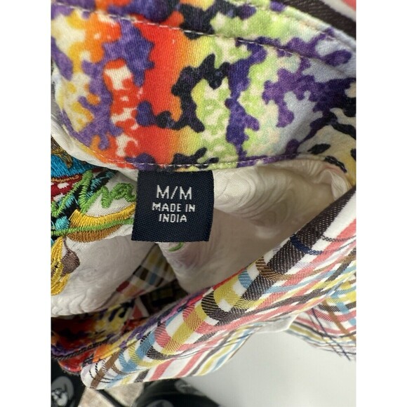 ROBERT GRAHAM Shirt Men's MEDIUM Hidden Snap Button Flip Cuff Long Sleeve EUC - Picture 12 of 14